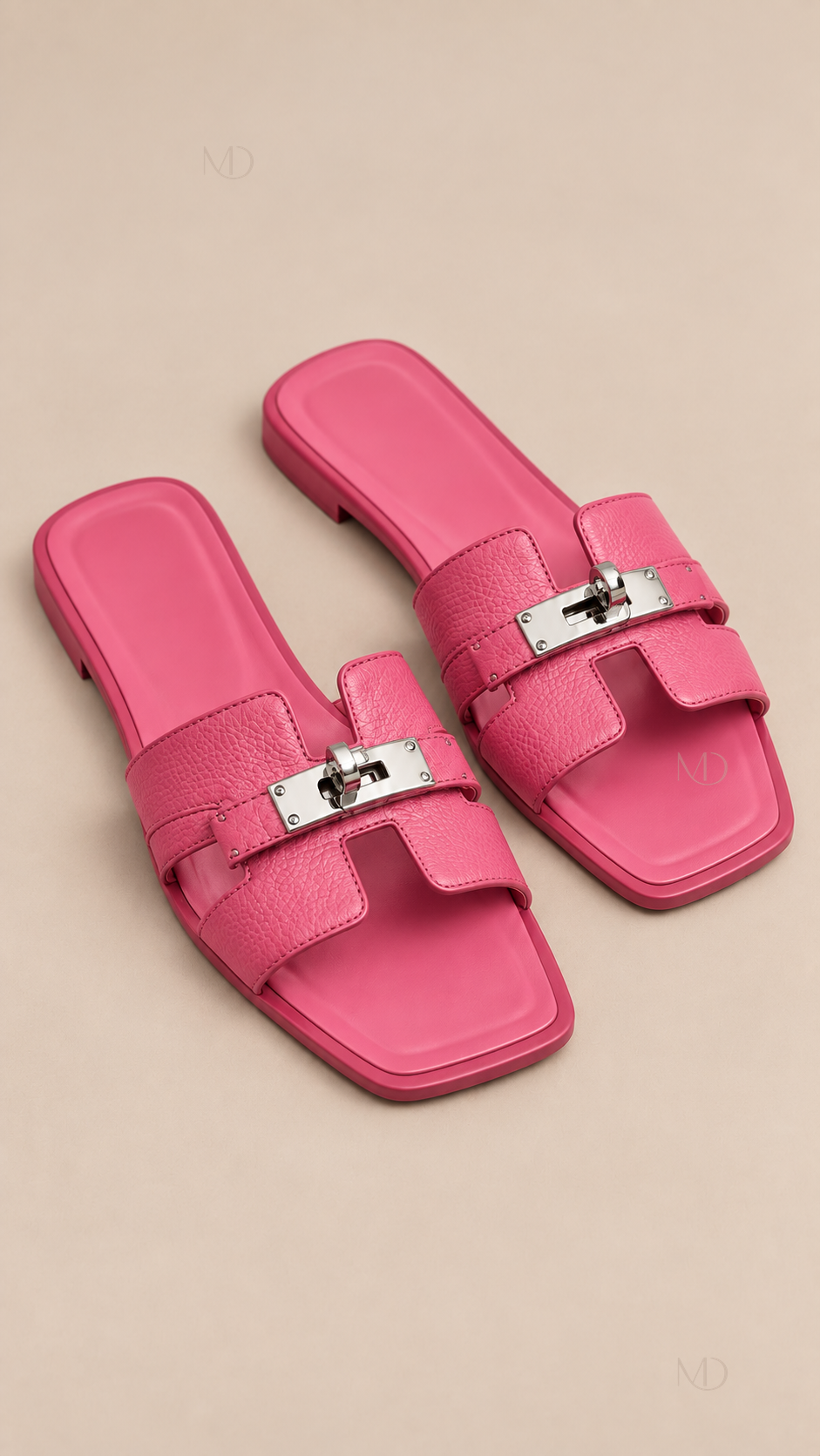 Odette Buckle Flat Slides — Palm Watermelon product only