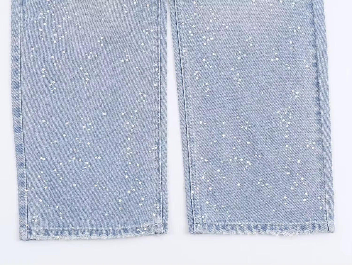 Pearl-Detalje Baggy Jeans