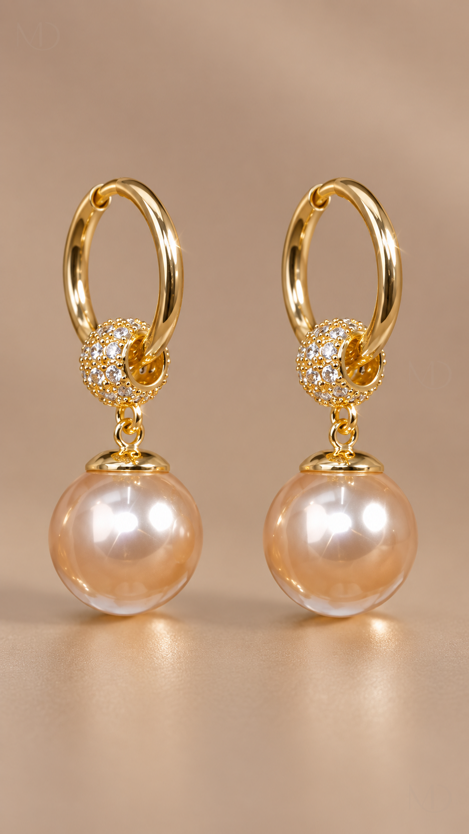 Perle Pearl Drop Earrings - Champagne product close-up