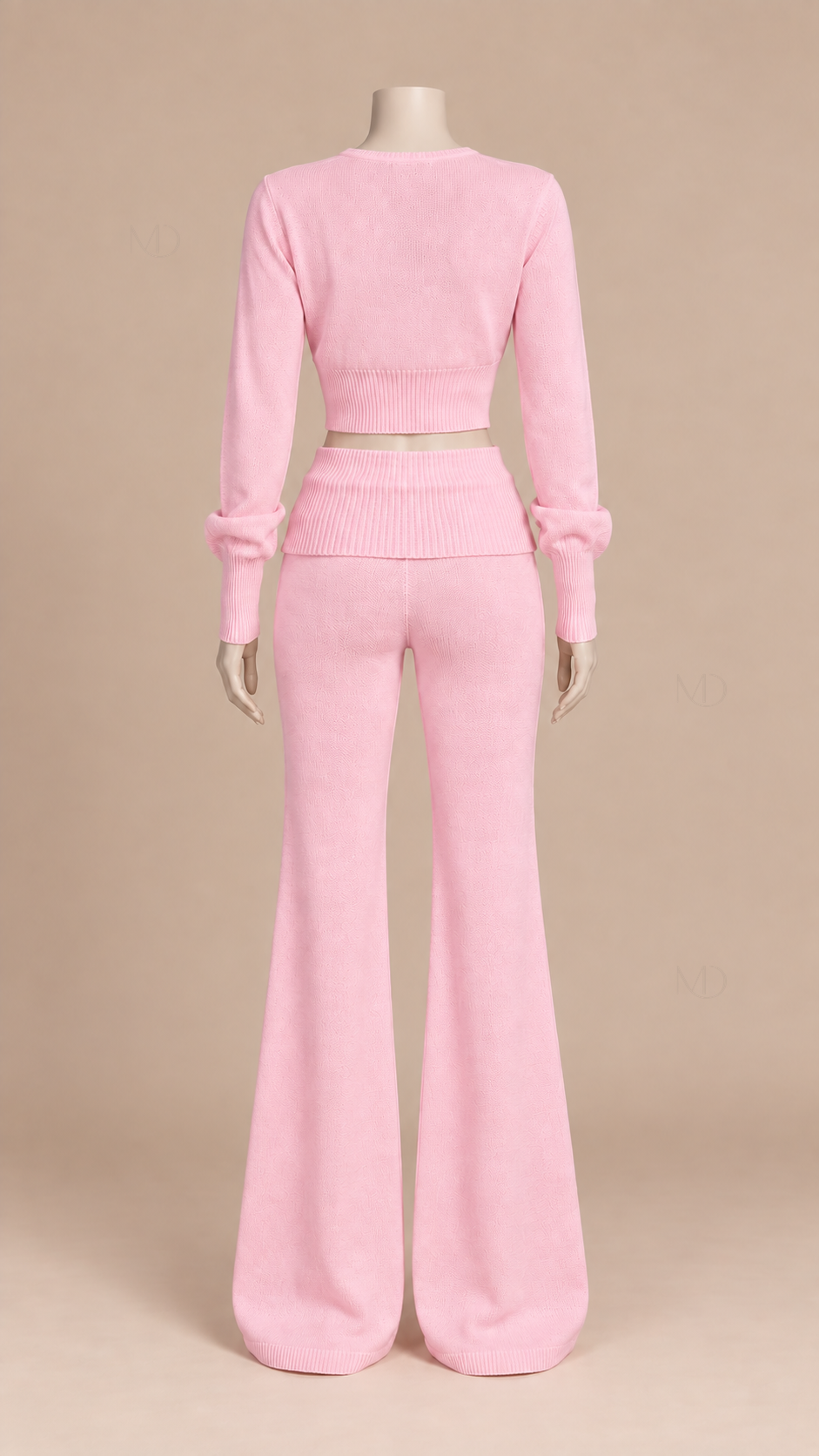 Mila Cropped Cardigan Pants Set — Pink mannequin back