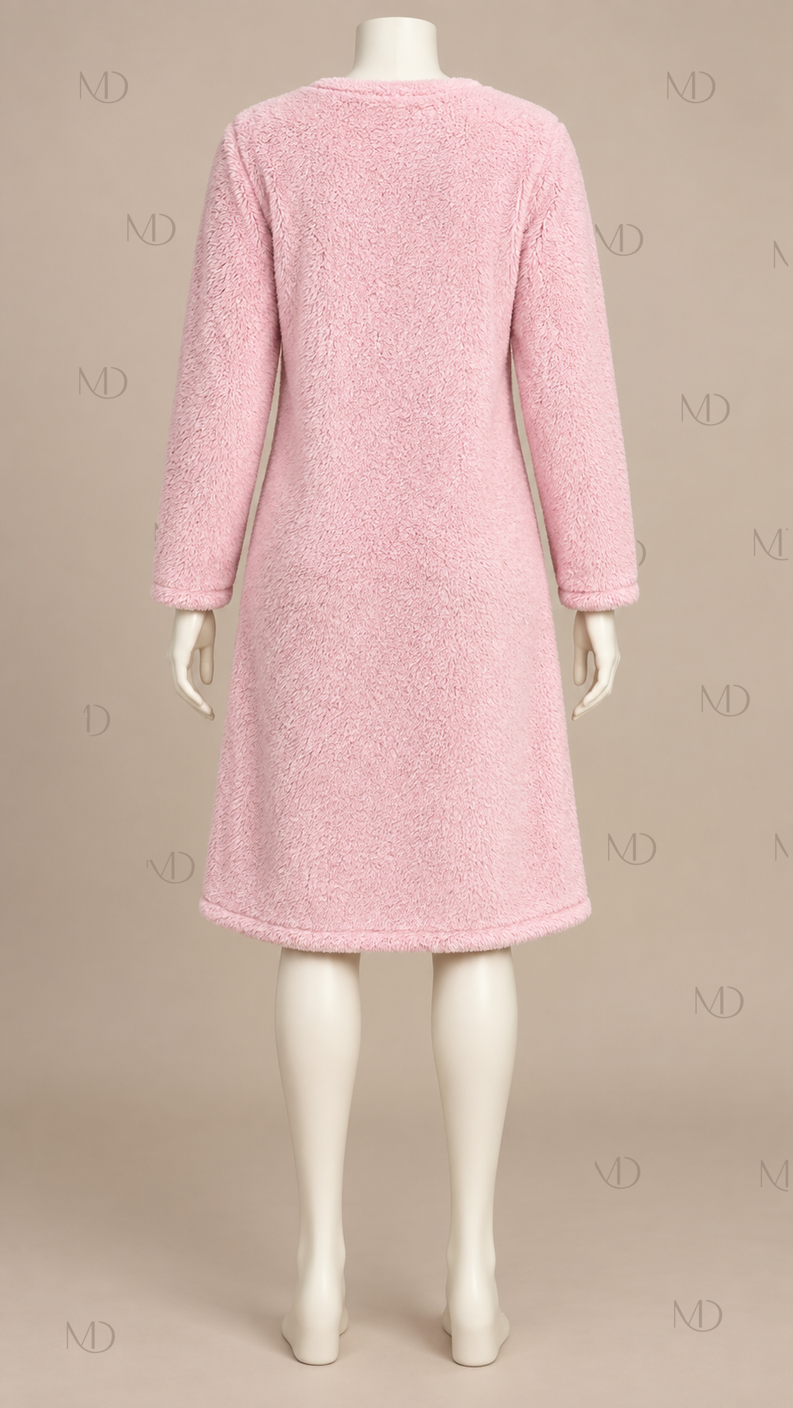 Amour Fleece Heart Nightgown — Pink mannequin back