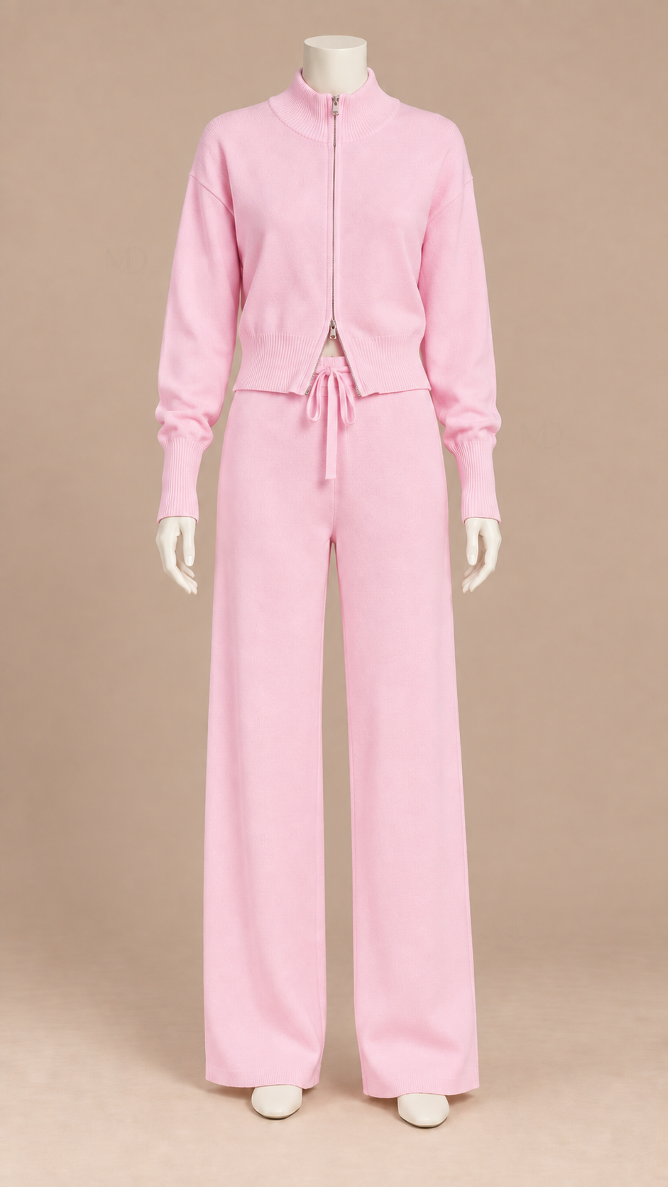 Sienna Double Zip Knit Set — Pink mannequin front