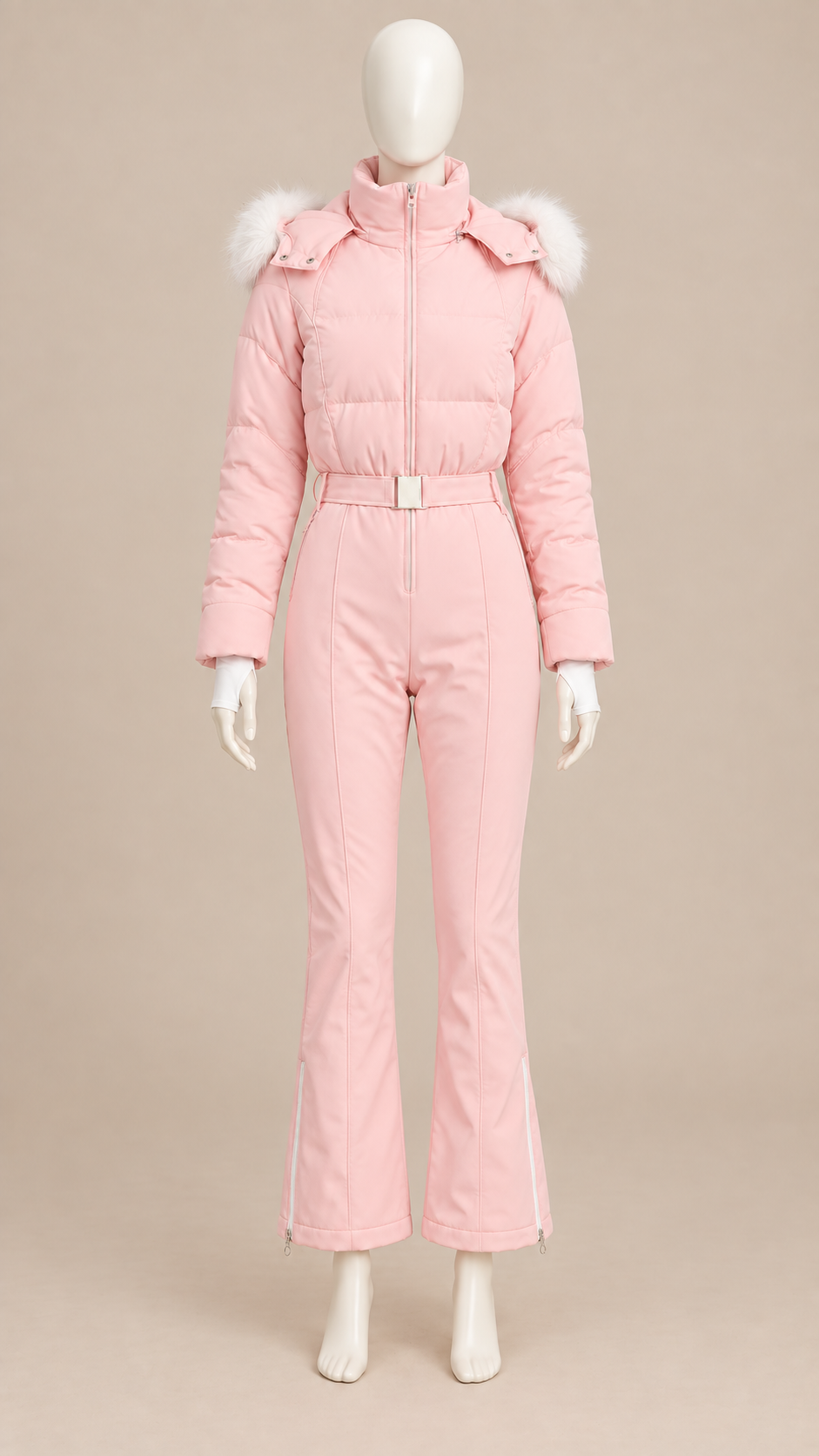 Aspen Fringed Ski Suit — Pink mannequin front