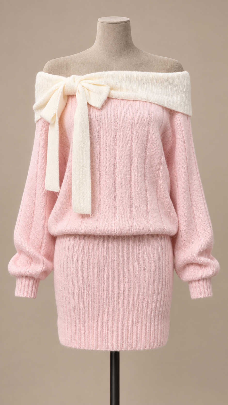 Odette Bow Bardot Mini — Pink mannequin front