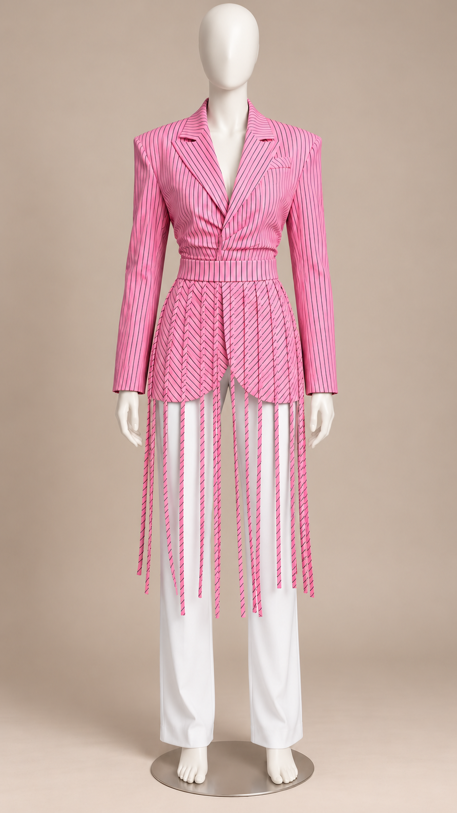 Solenne Tassel-Tie Blazer — Pink mannequin front