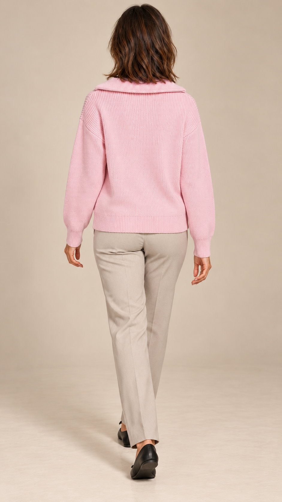 Isadora Half-Zip Sweater — Pink model back