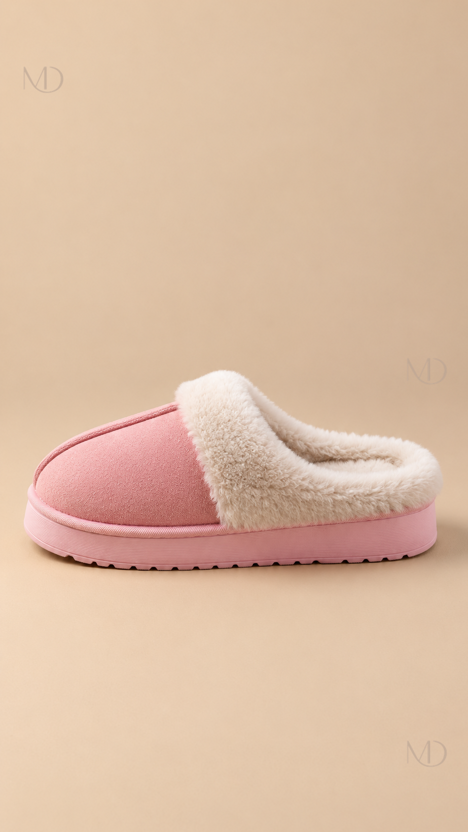 Ysaline Suede Slipper — Pink shoe side