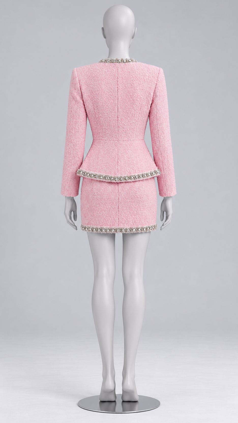 Leticia Crystal-Trim Tweed Set — Pink Skirt mannequin back