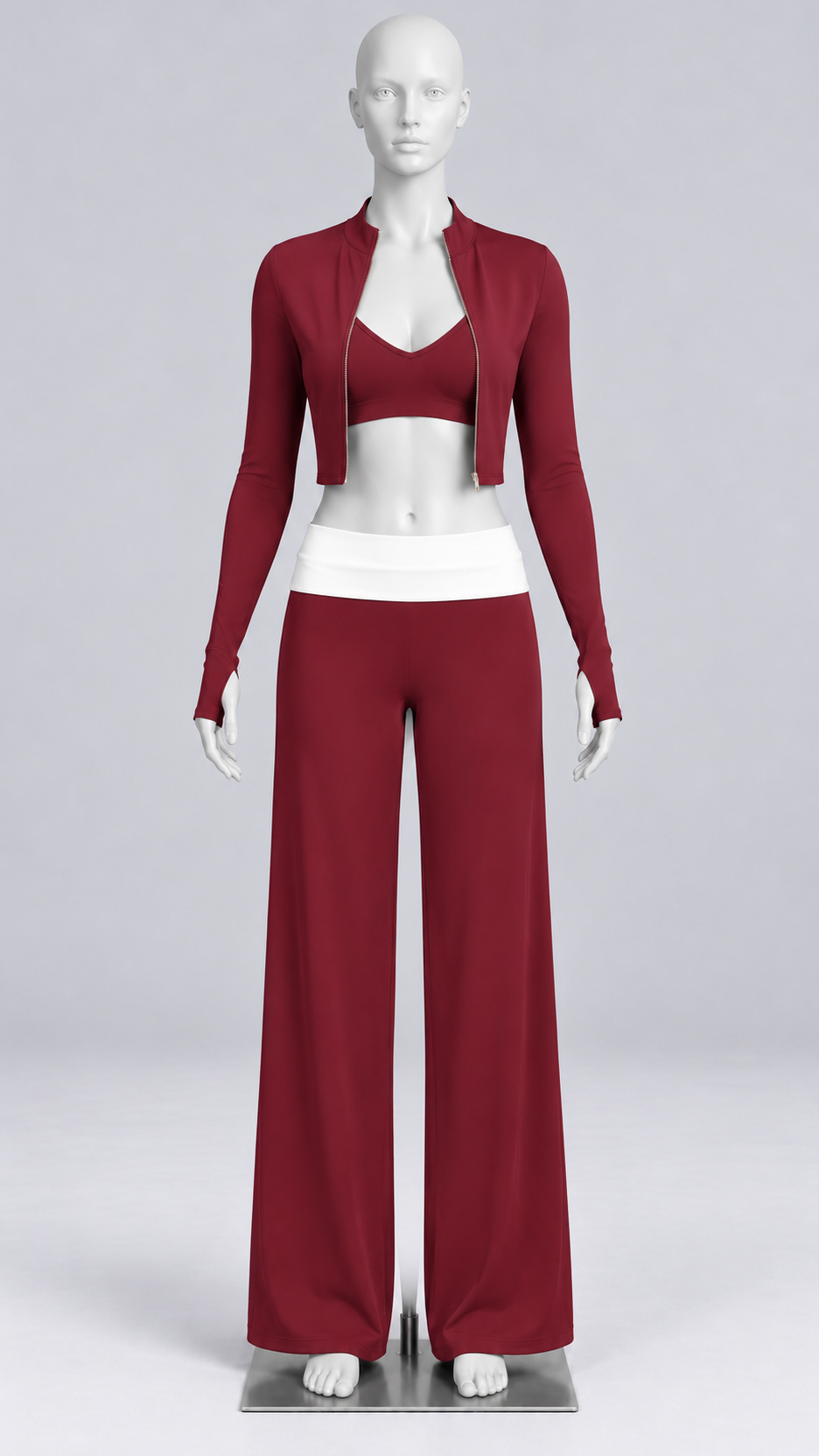 Odessa Colorblock Yoga Set — Pomegranate red mannequin front