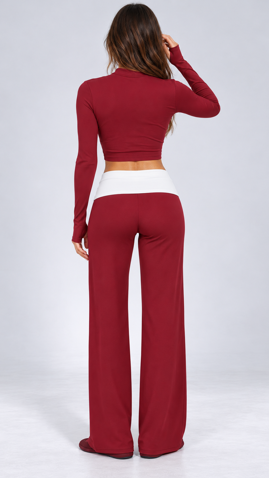 Odessa Colorblock Yoga Set — Pomegranate red model back