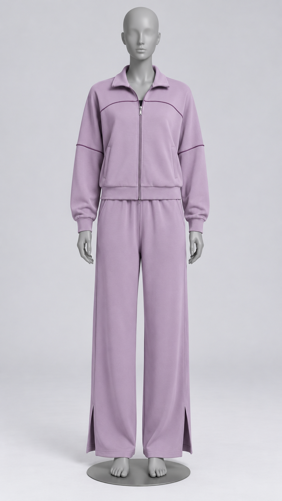 Henna Split-Hem Lounge Set — Purple Gray mannequin front