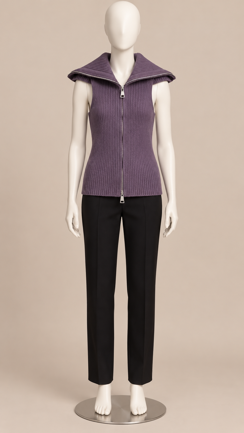 Elowen Wing-Collar Tank — Purple mannequin front