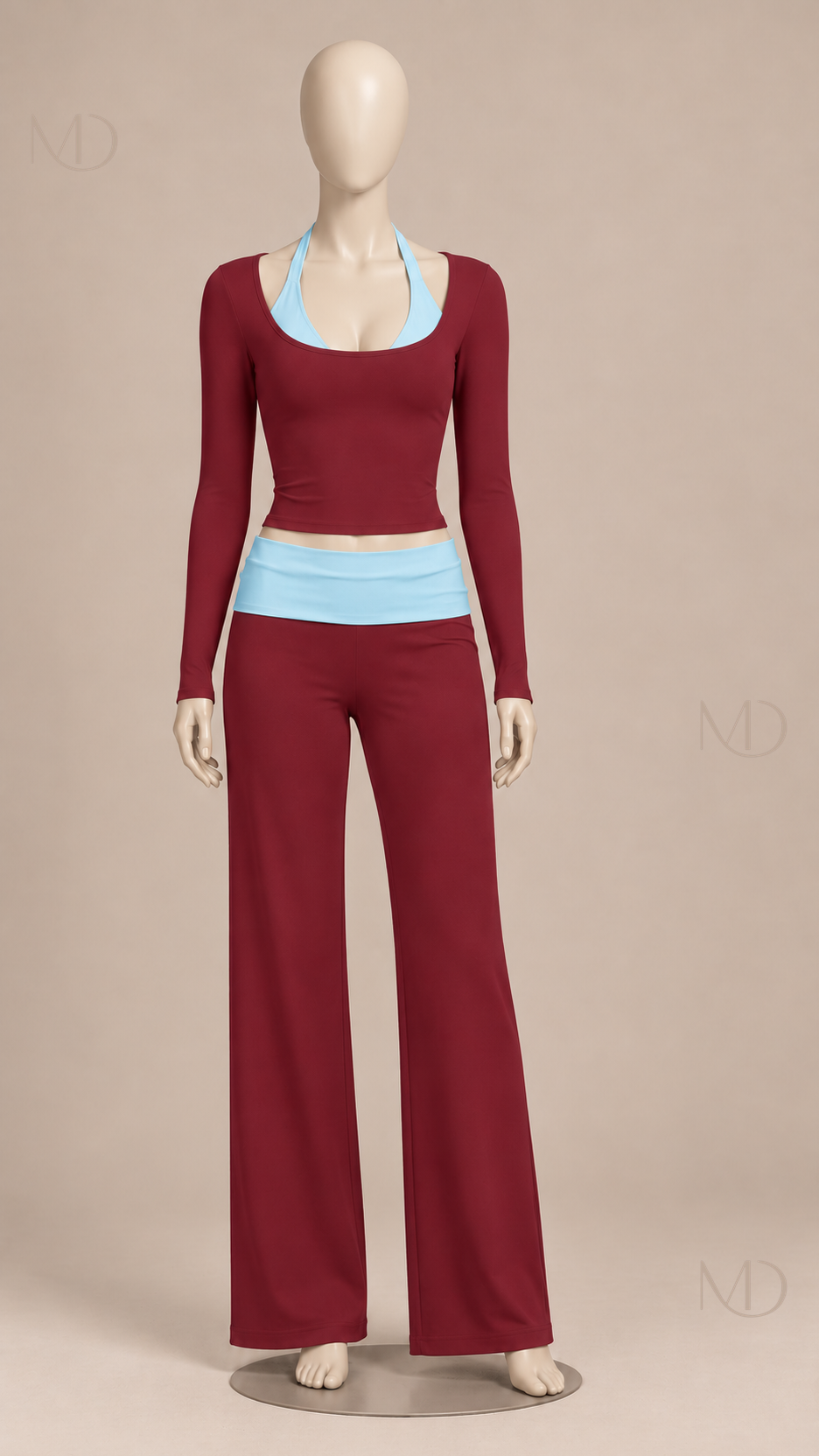 Rafaela Colorblock Lounge Set — Red Blue mannequin front