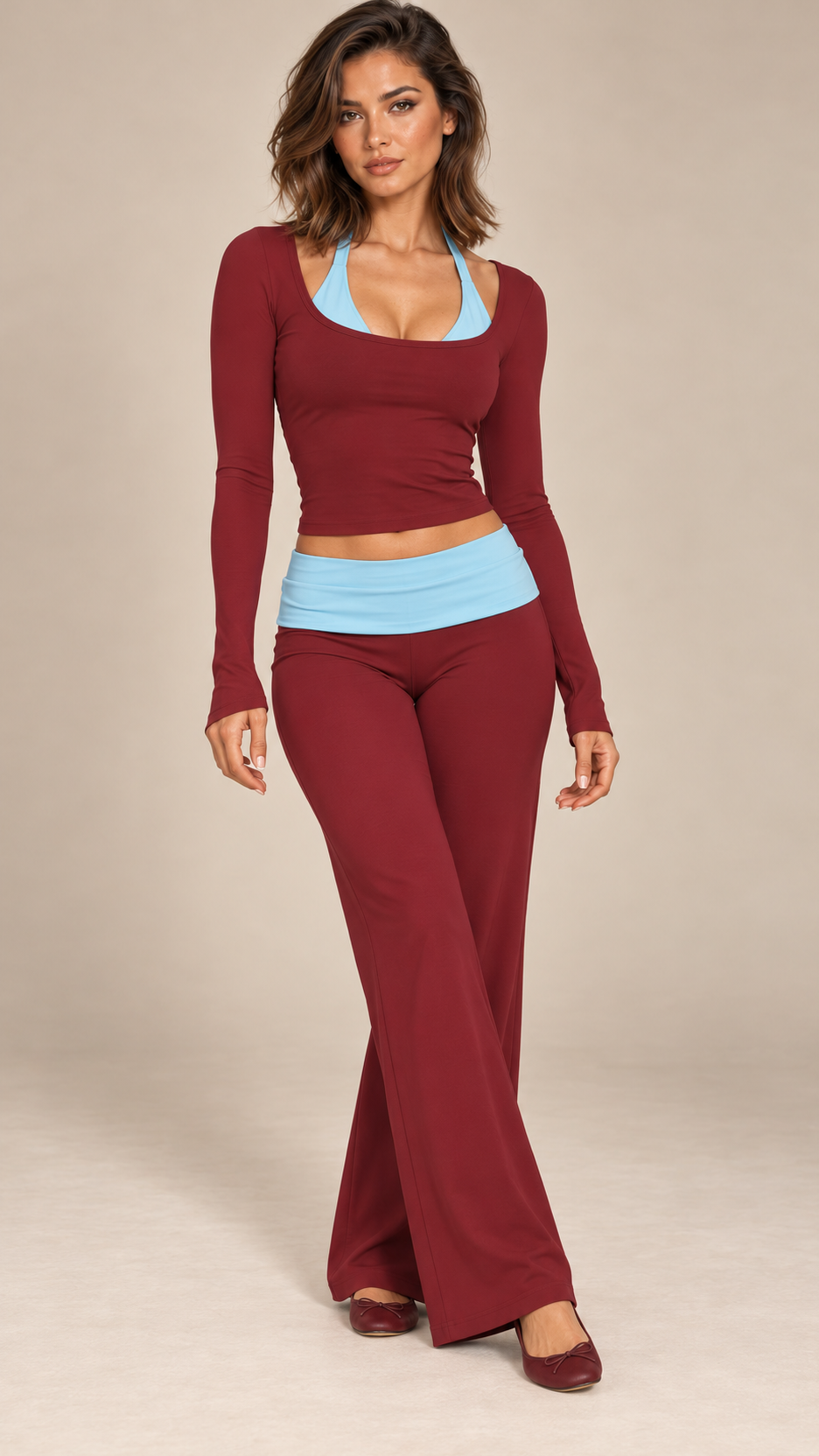 Rafaela Colorblock Lounge Set — Red Blue model front
