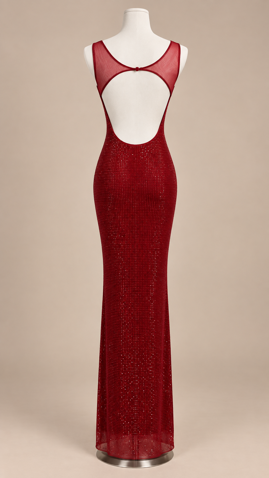 Aurore Backless Maxi — Red mannequin back