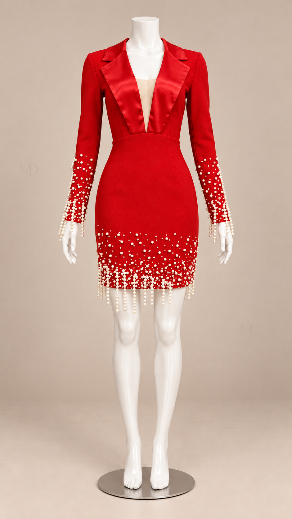 Delphine Pearl Blazer Mini Dress — Red mannequin front