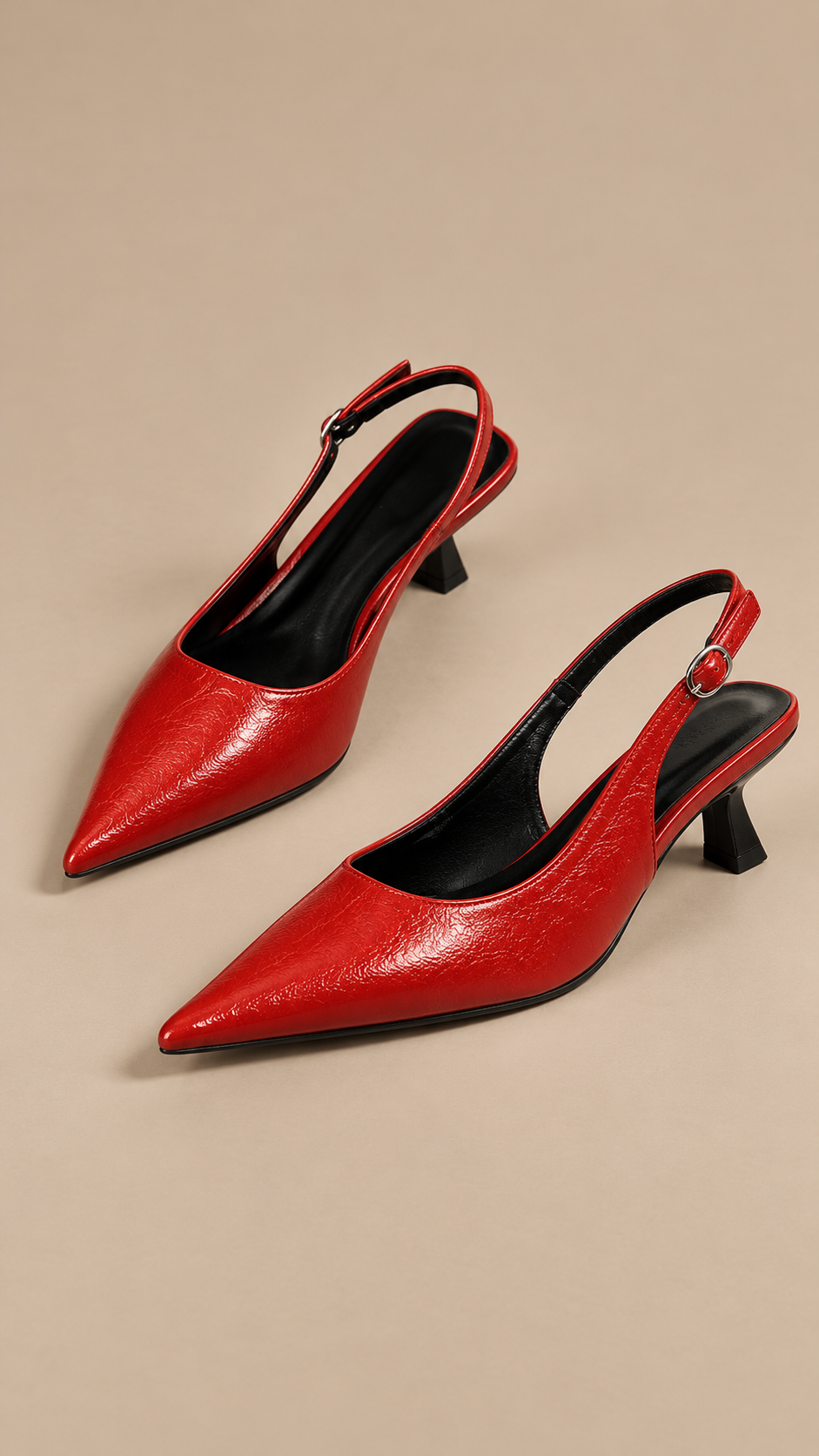 Cressida Crinkle Slingback — Red product only