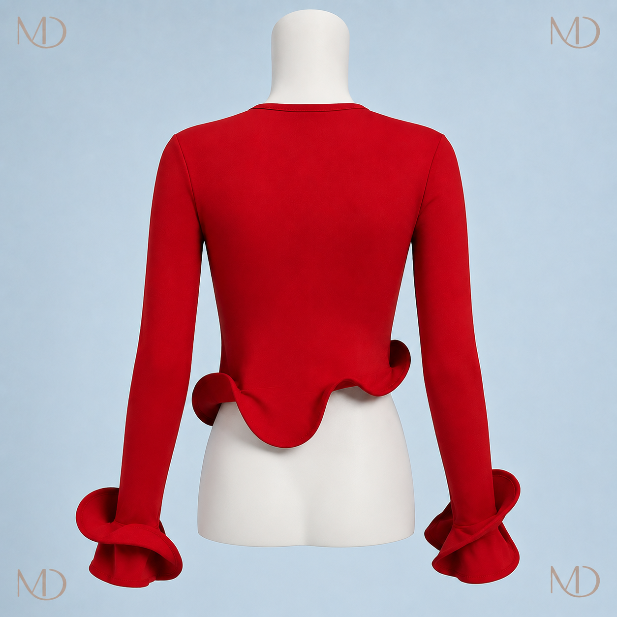 Rosalie Ruffle Hem Top Red back