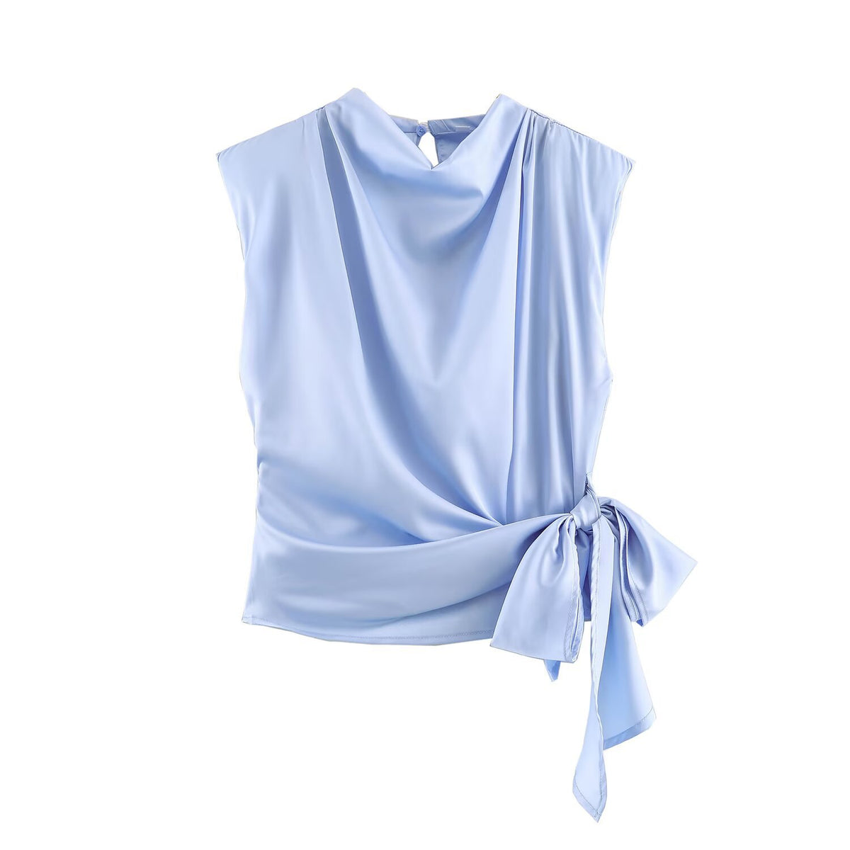 Satin Shoulder Pad Bow Top