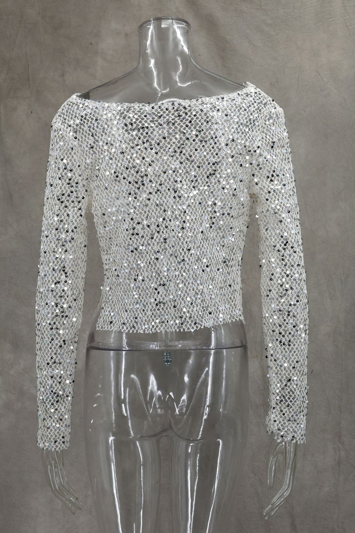 Sequin Mesh Cowl Top
