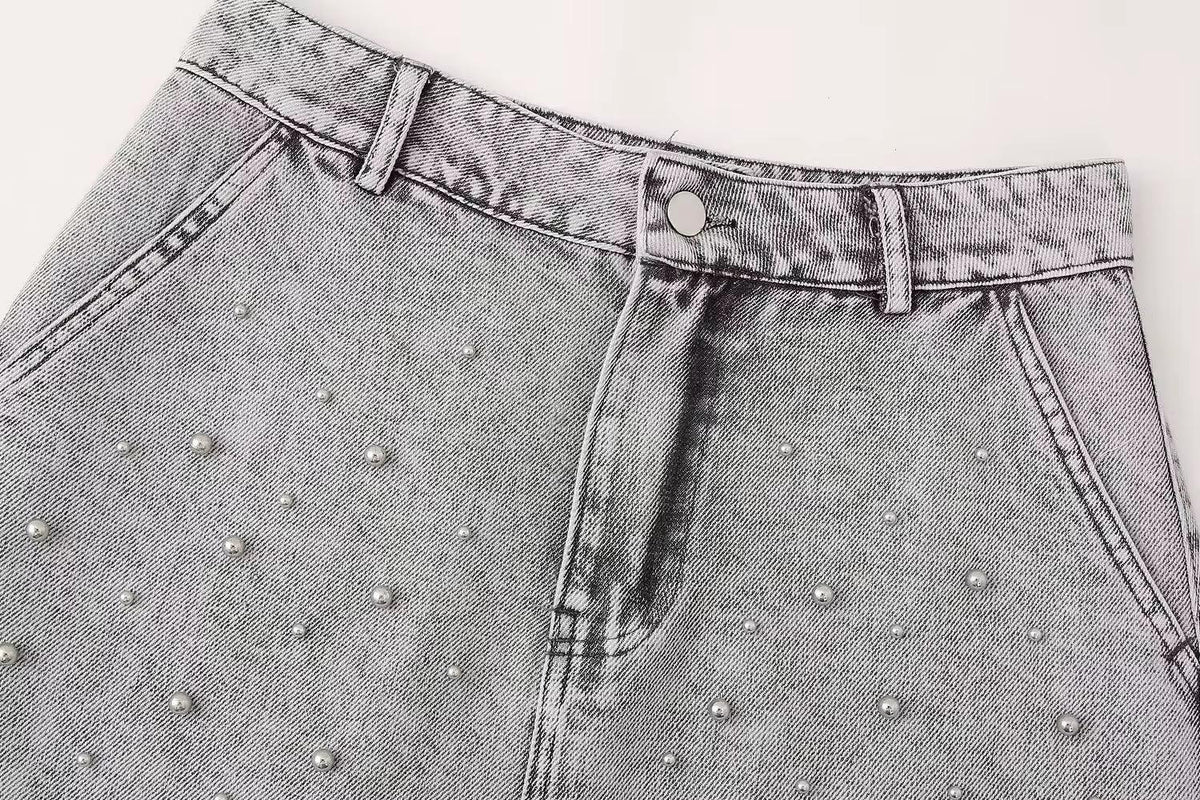 Sølvstøv Denim Nederdel