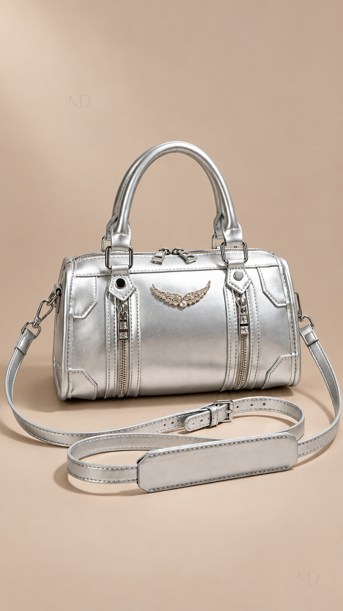 Zadie Studded Wing Bag — Silver product closed