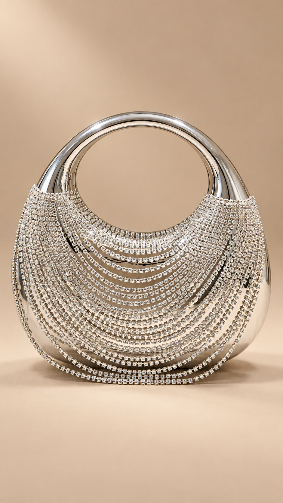 Ondine Draped Crystal Clutch — Silver product closed
