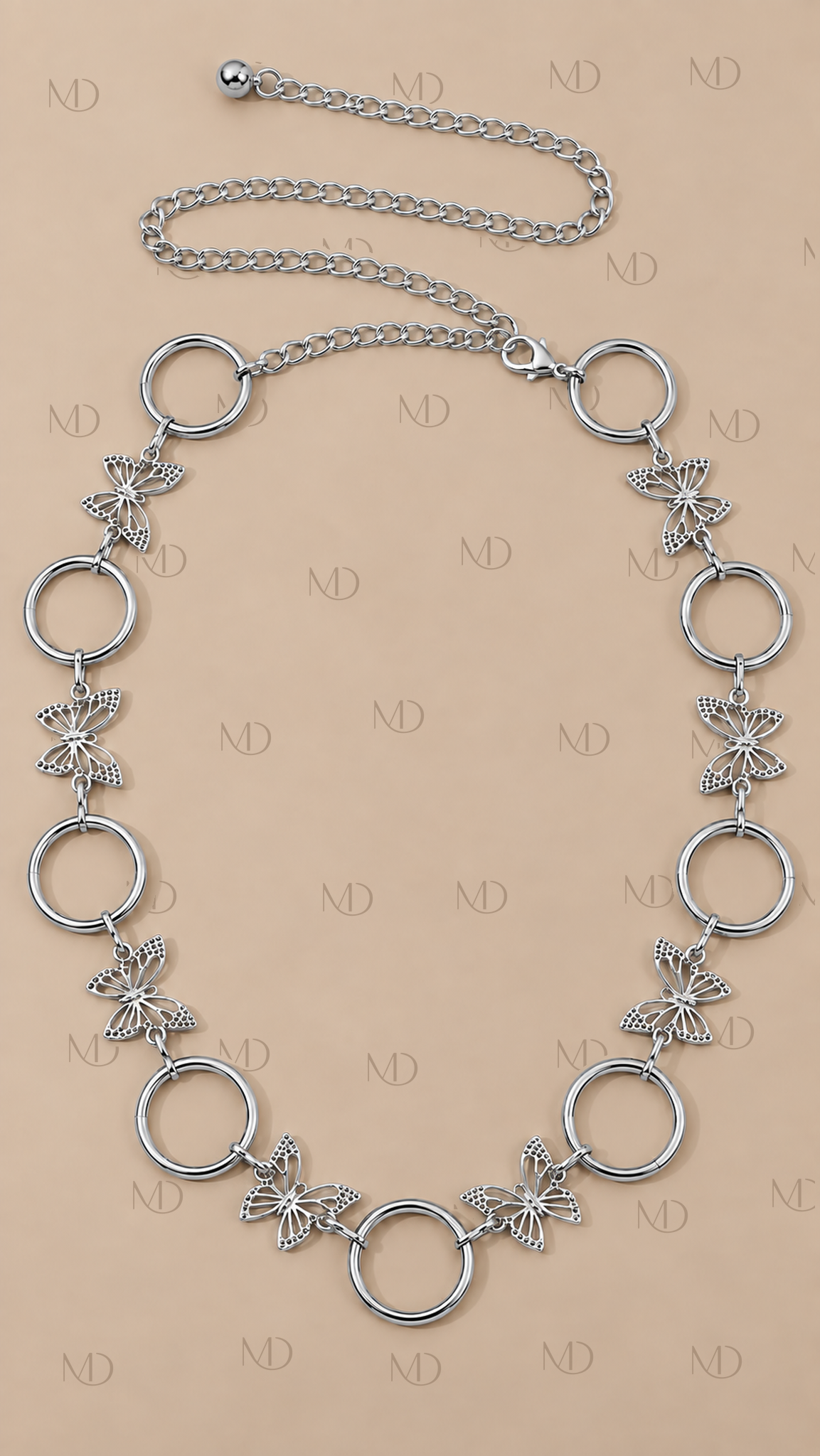 Mariposa Butterfly Ring Waist Chain — Silver product only