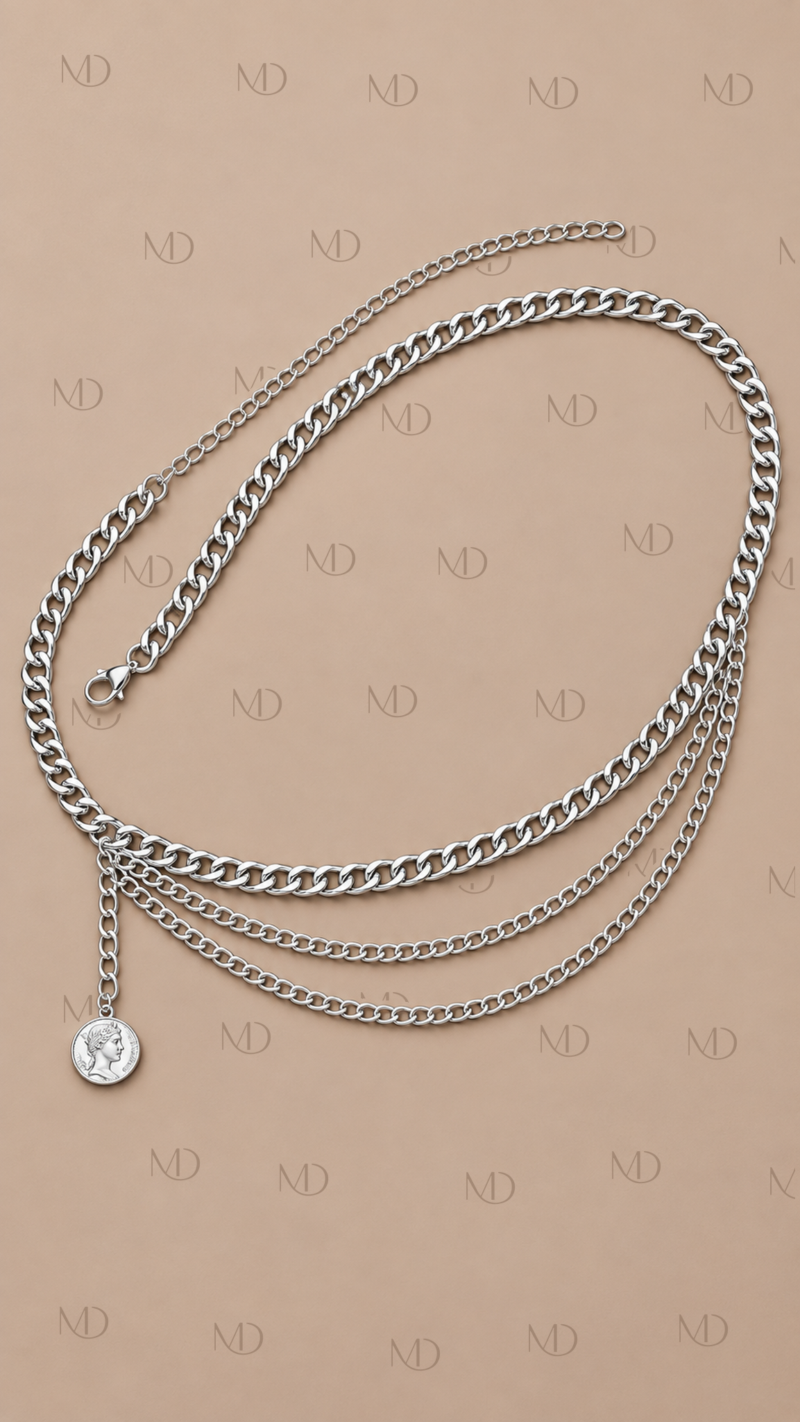 Cleo Layered Coin Waist Chain — Silver product only