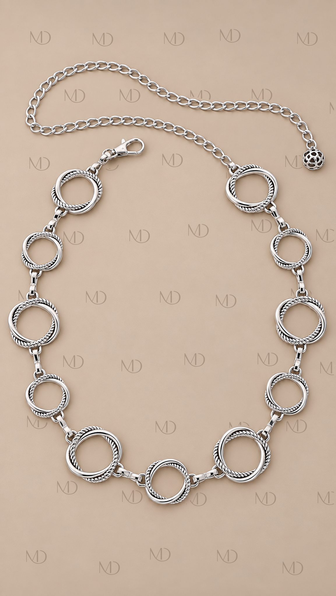 Rhea Ring Chain Belt — Silver product only
