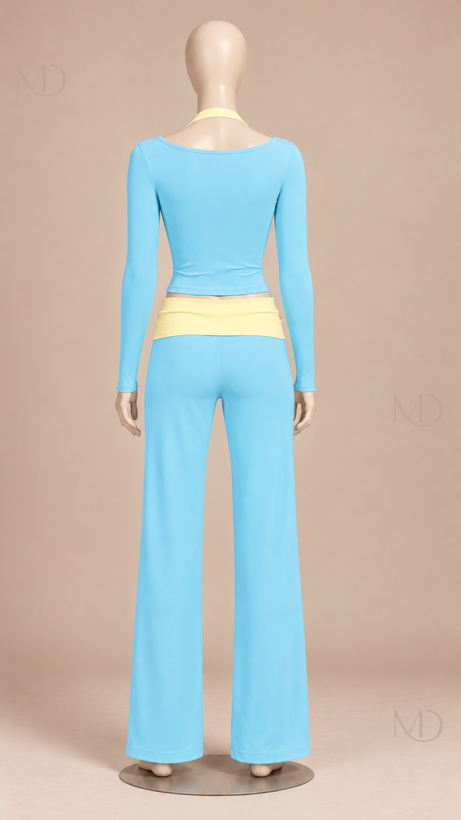 Rafaela Colorblock Lounge Set — Sky Blue Yellow mannequin back