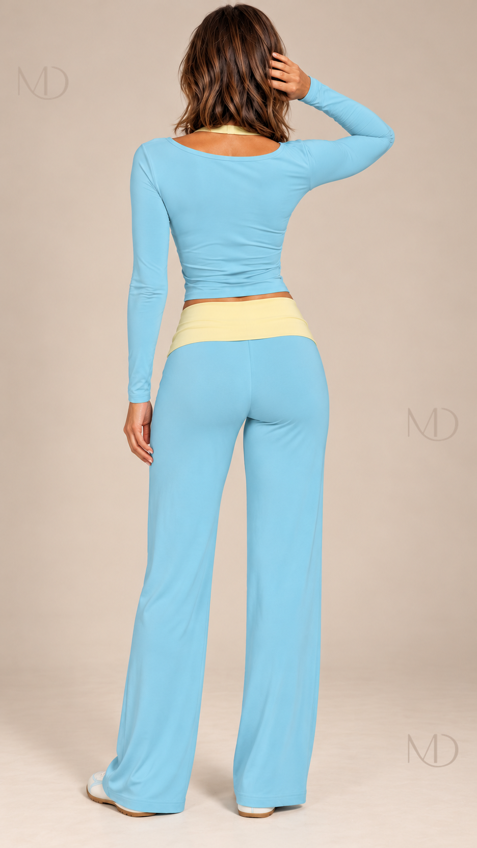 Rafaela Colorblock Lounge Set — Sky Blue Yellow model back
