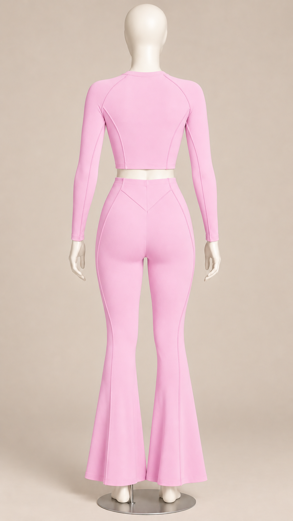 Tindra Seamline Flare Set — Soft Pink mannequin back