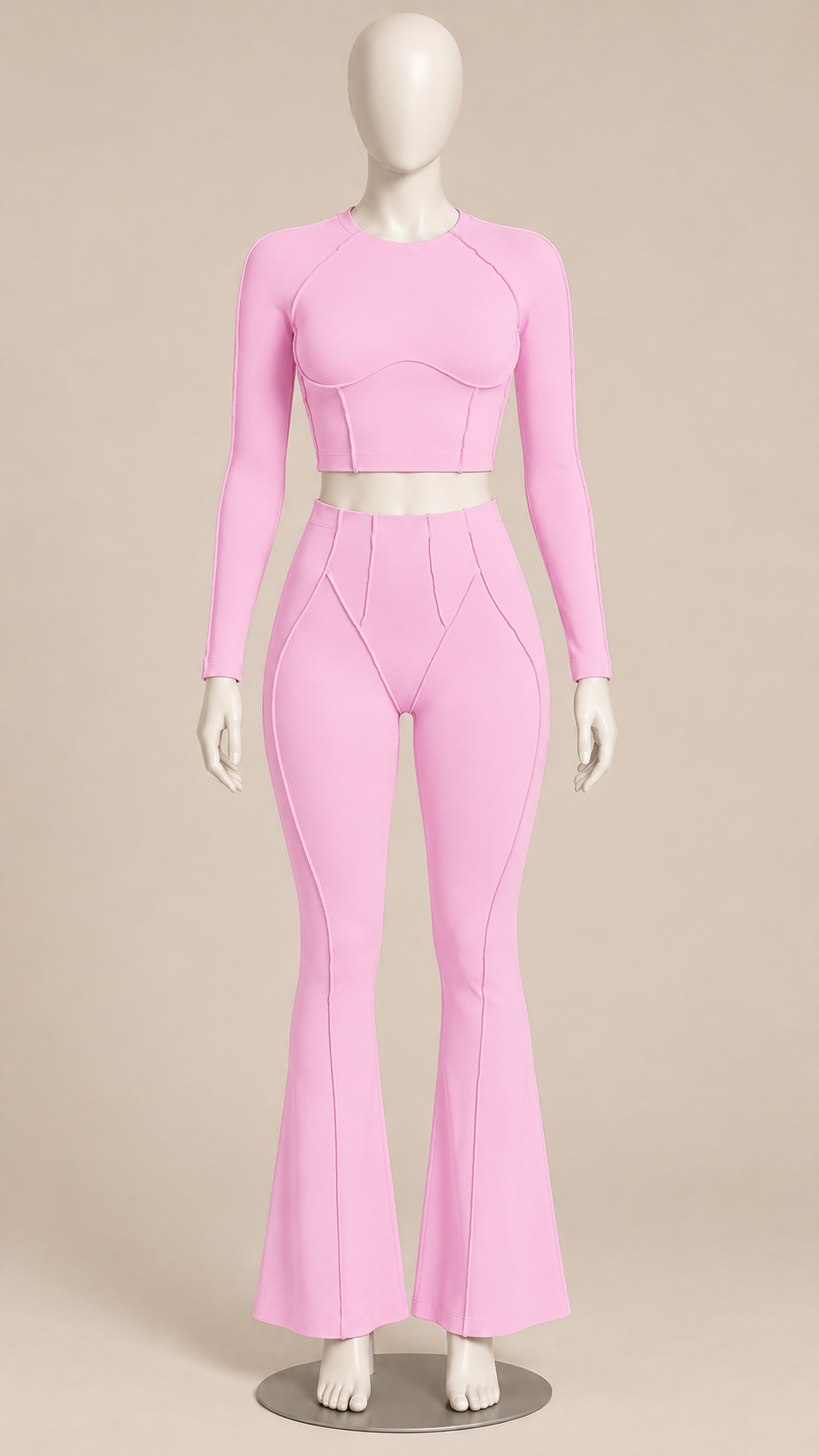 Tindra Seamline Flare Set — Soft Pink mannequin front