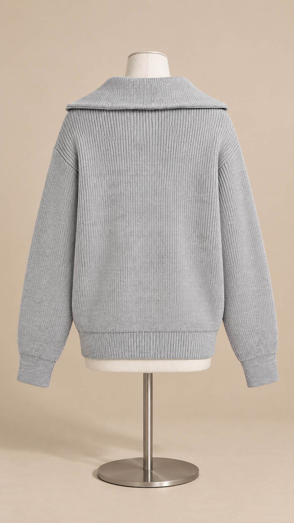 Isadora Half-Zip Sweater — Space gray mannequin back