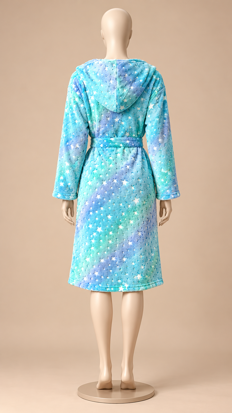 Rosamund Hooded Robe — Star Blue mannequin back