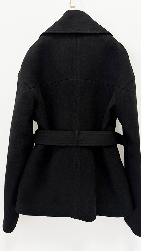 Ready stock: 2026 fall/winter new european and american celebrity-inspired fashion belted, oversized collar, mid-length wool blend coat — 3