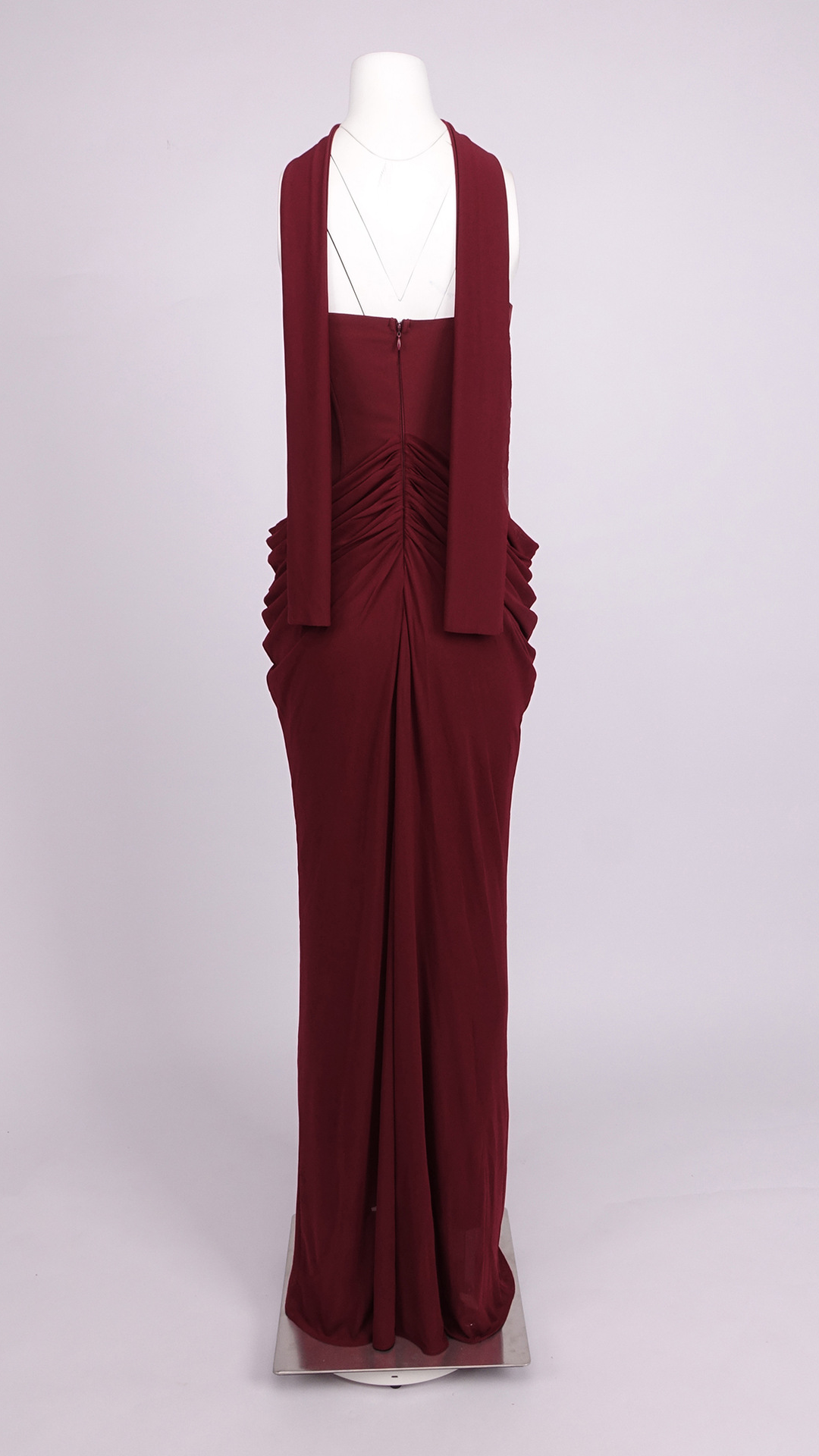 Ready-to-ship | premium burgundy bandeau waist-cinching slimming long evening gown - perfect for women's banquets, weddings, and bridesmaids — 7