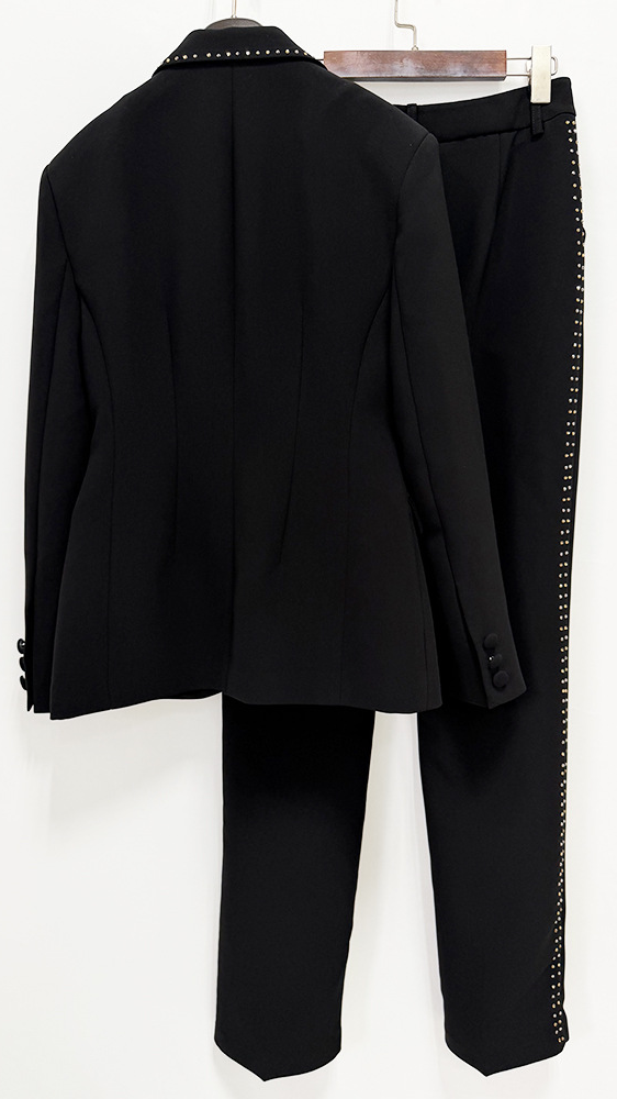 Ready-to-ship 2026 new european and american celebrity-inspired fashion rhinestone embellished slim-fit blazer and pants two-piece set — 9