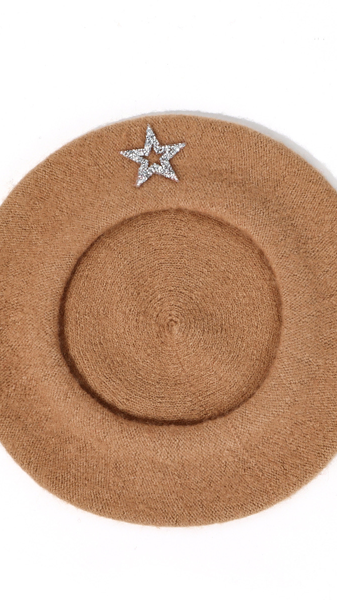 Autumn and Winter Wool Blend Beret for Women with Rhinestone Star Decoration, Artist Hat, Cross-Border Hot-Selling Knitted Hat Wholesale — 10