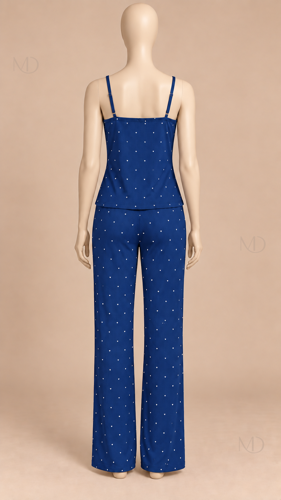 Talia Dotted Cami Set Dark Blue mannequin back