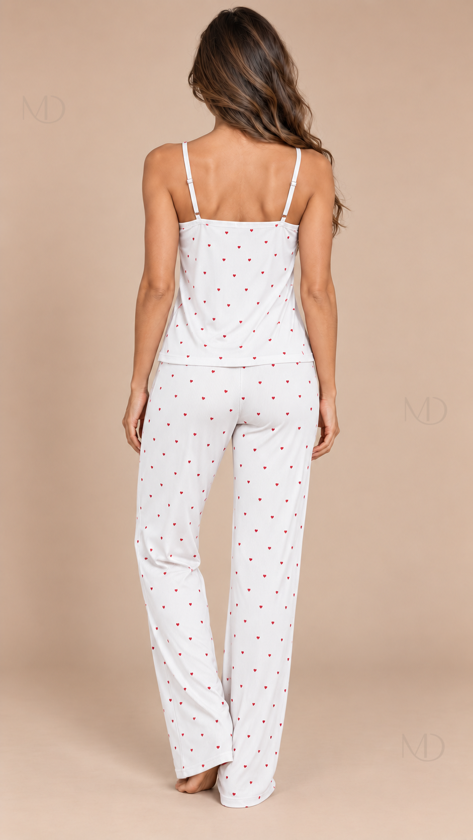 Talia Dotted Cami Set White model back