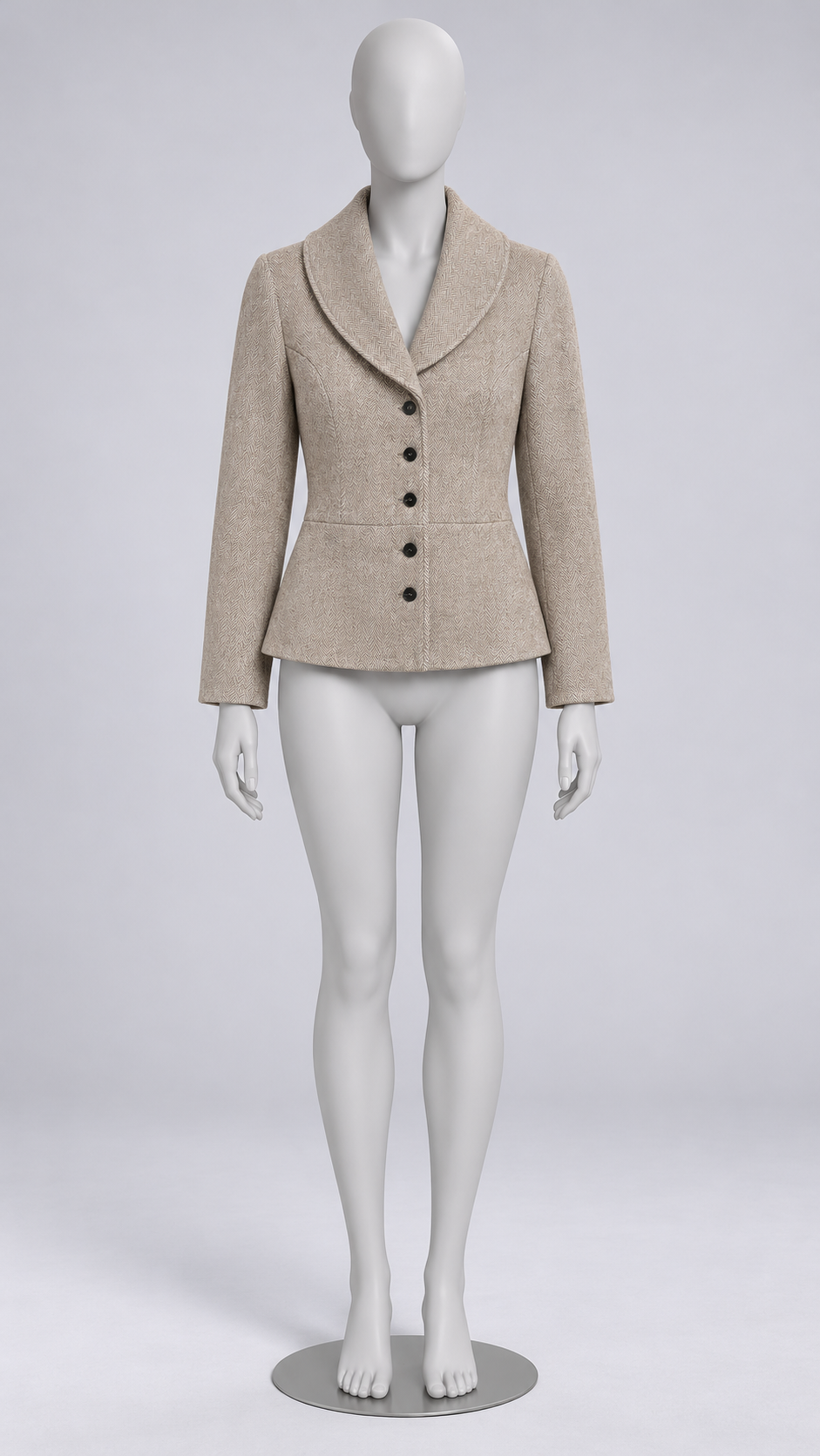 Mabelle Herringbone Jacket — Taupe mannequin front