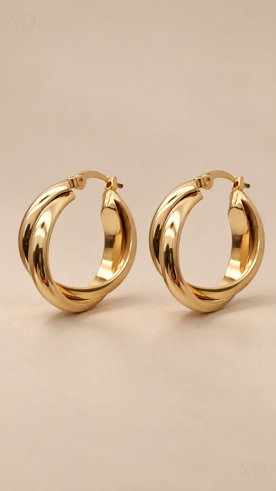 Torsade Twisted Hoop Earrings - Gold product close-up