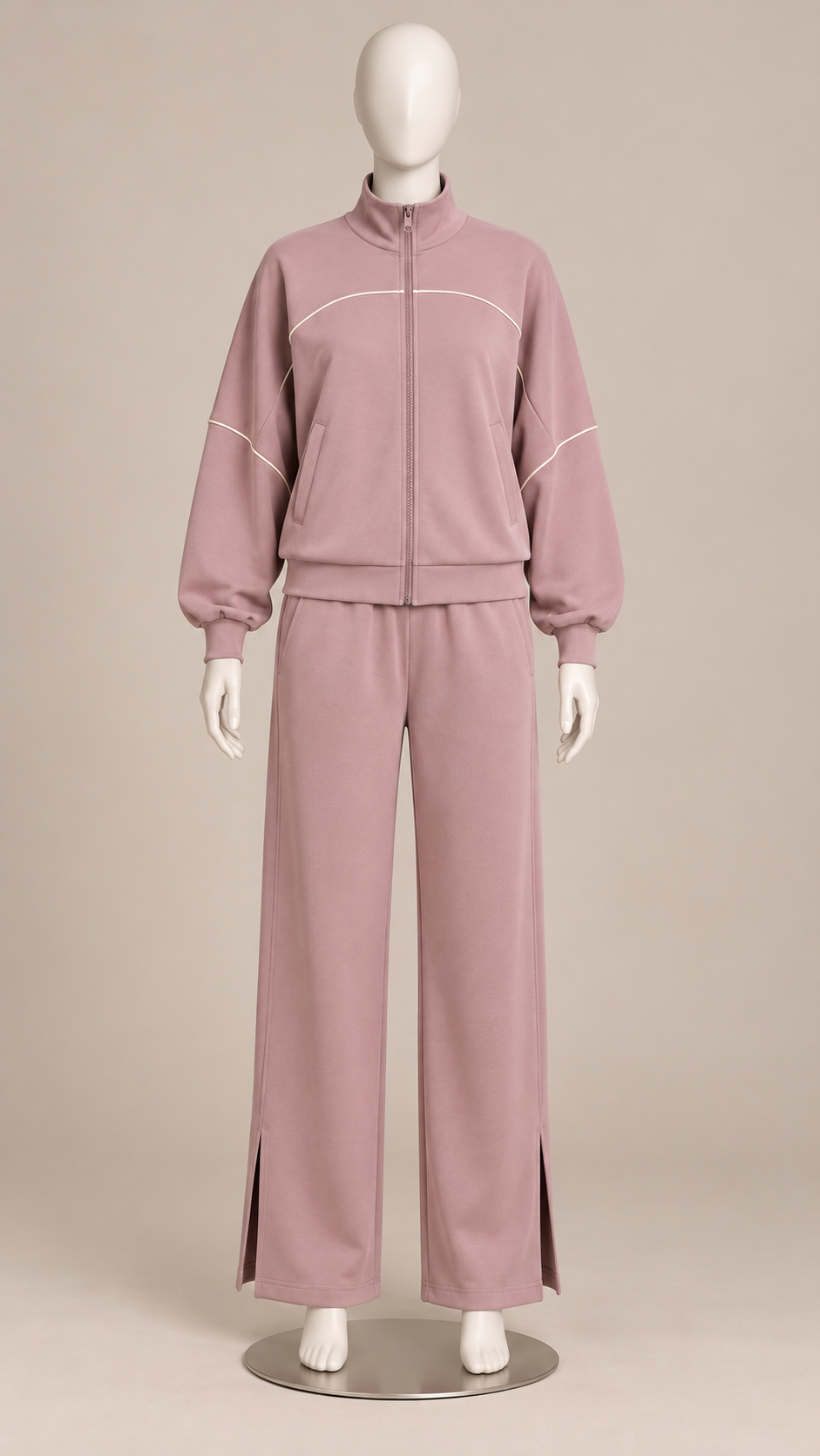 Saoirse Split-Hem Track Set — Twilight Rose mannequin front