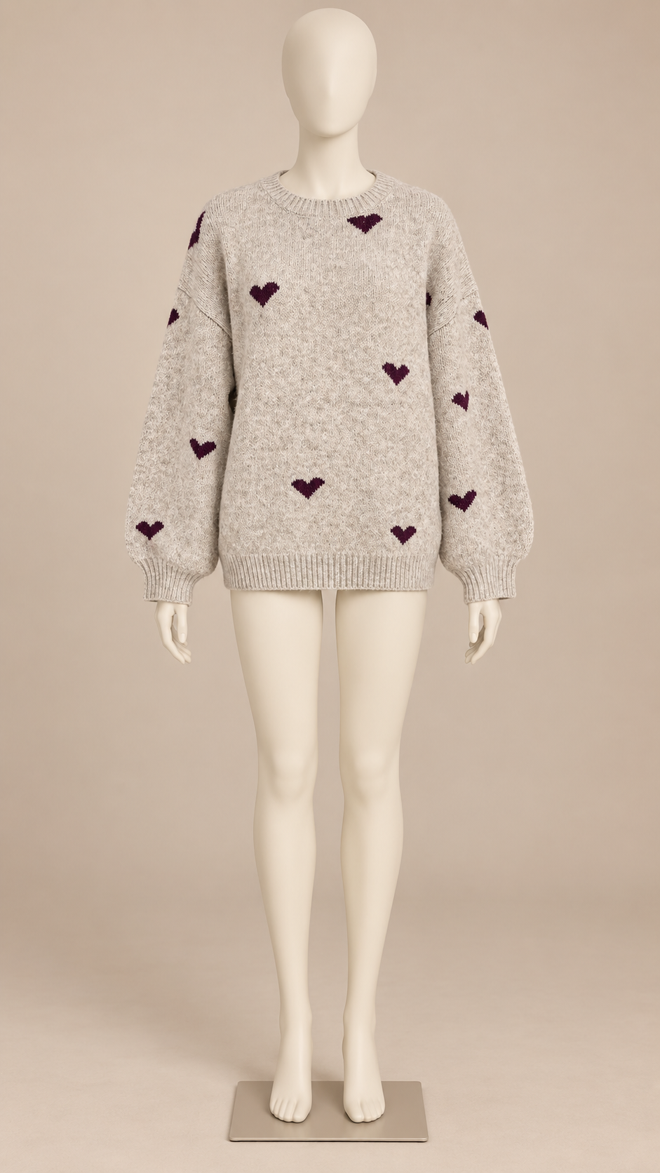Juno Heart Sweater — Wheat mannequin front