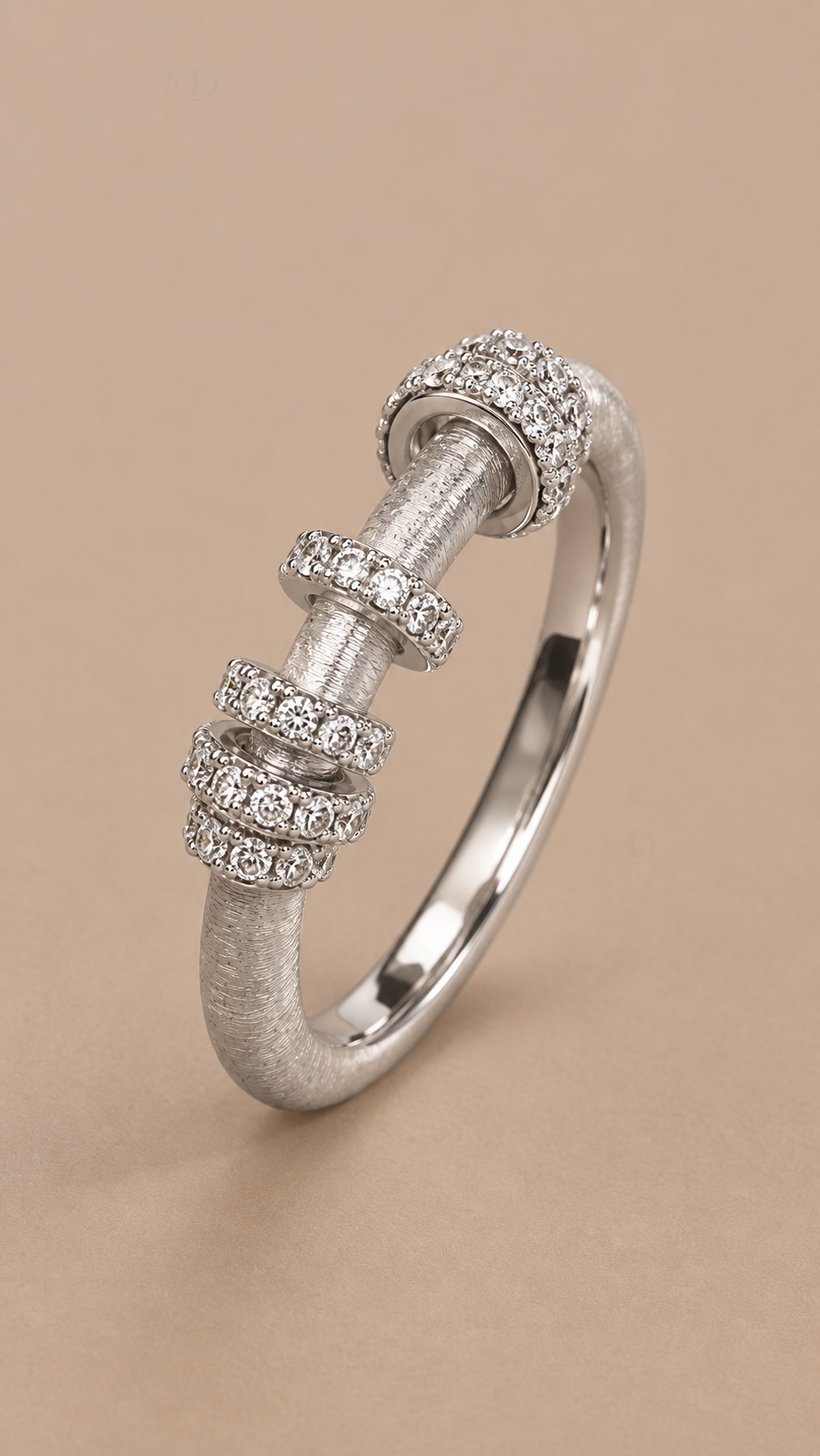 Aurelia Brushed Crystal Ring — White gold product only