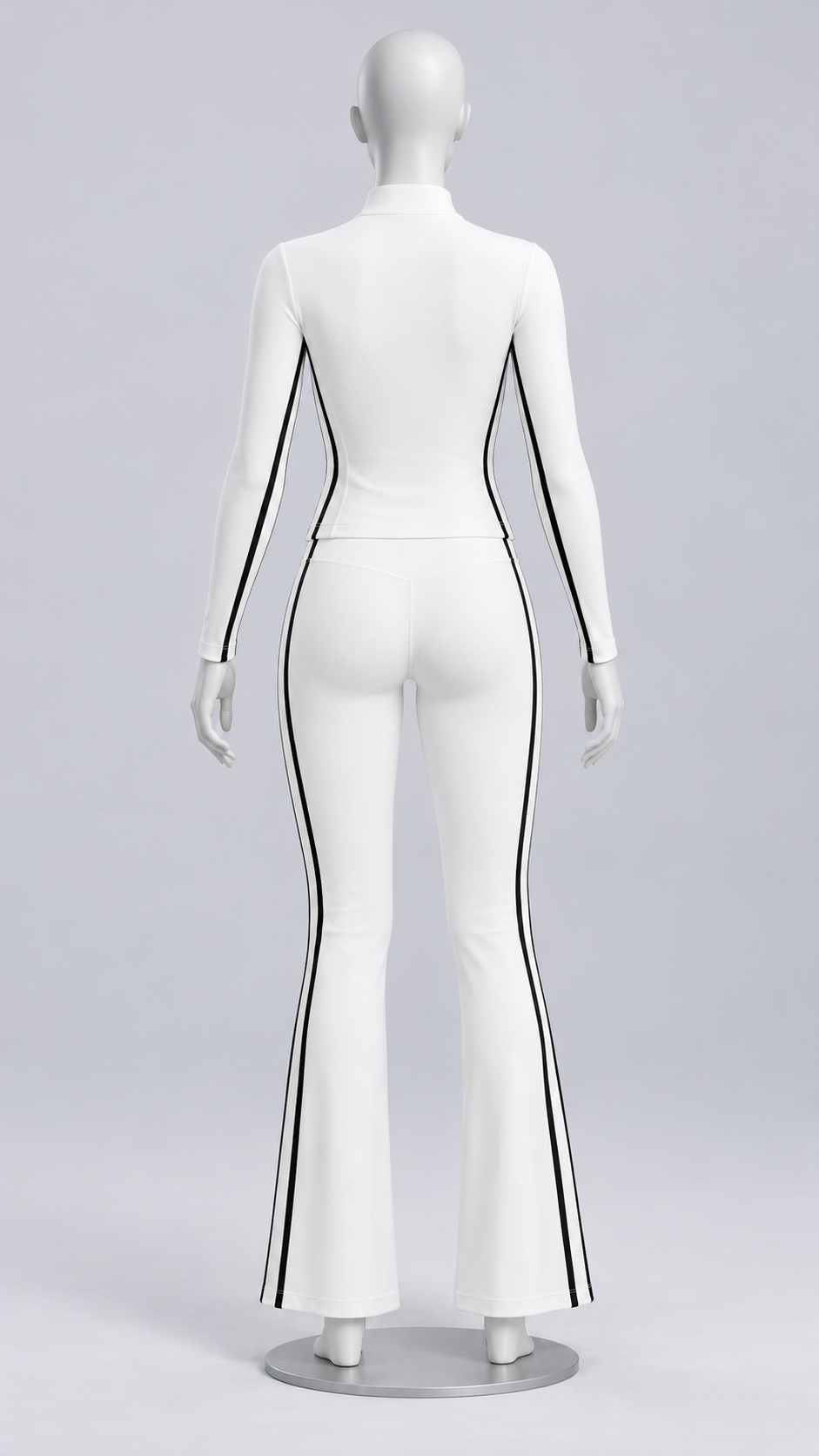 Nimue Racer-Stripe Yoga Set — White mannequin back