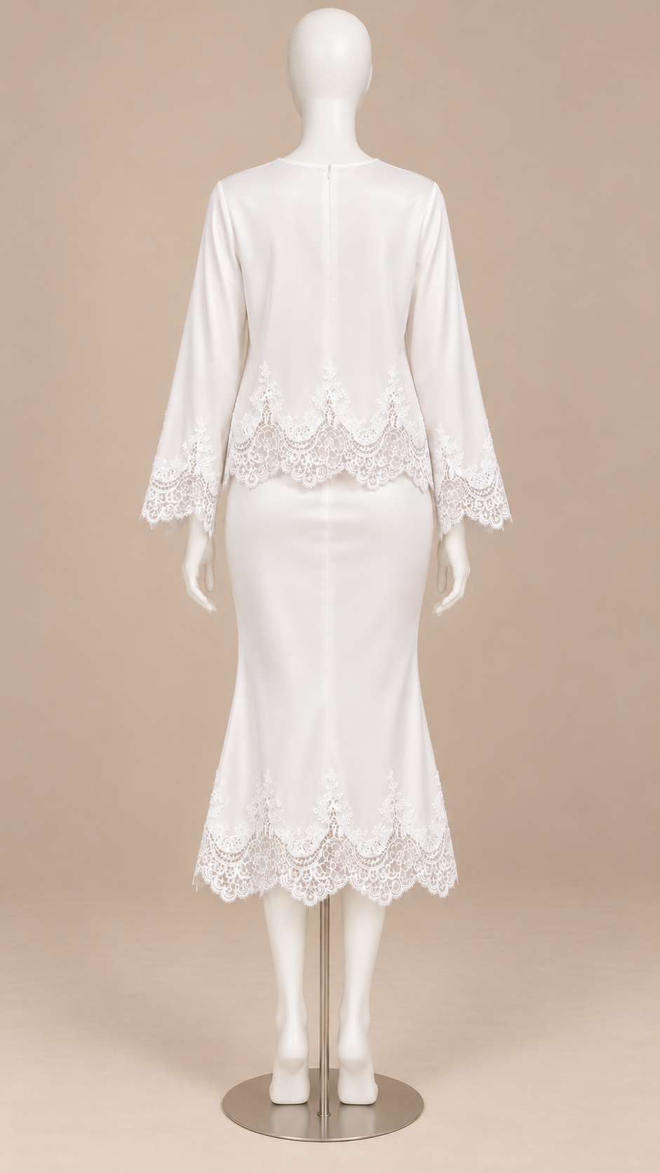 Aurelie Lace-Hem Skirt Set — White mannequin back