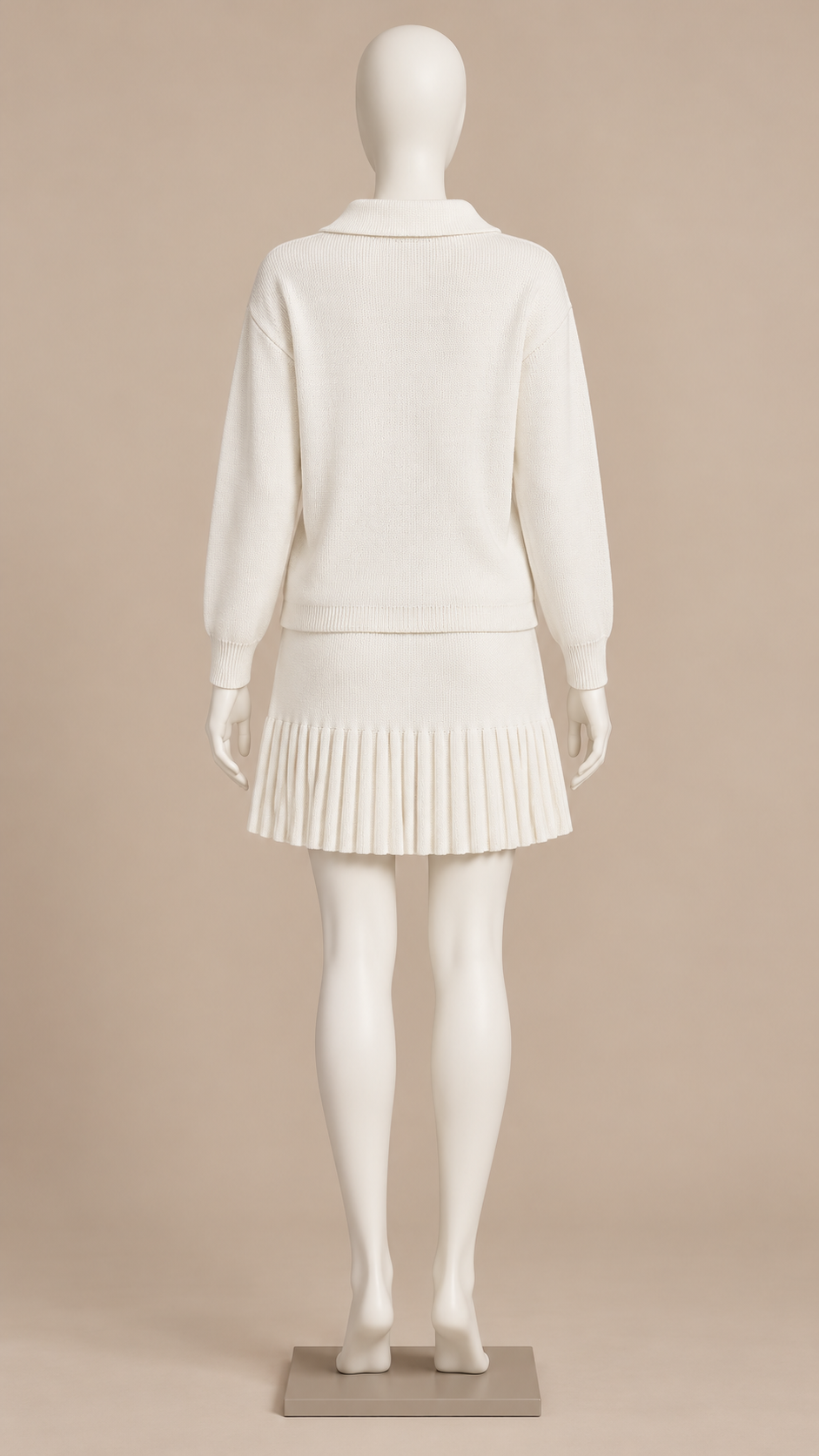 Liv Pleated Skirt Set — White mannequin back